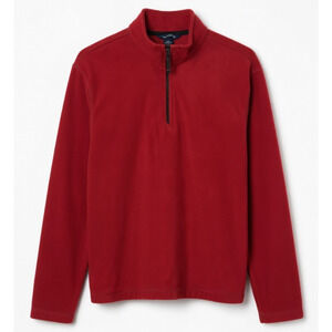 Lands’ End Red Fleece Pullover Men’s Medium 1/4 Zip ThermaCheck Long Sleeve